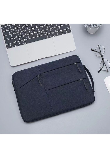 Geeksen 15.6 İnç Lacivert Bilgisayar İç Çantası - Çoklu Zip, Tablet Koruyucu, Dayanıklı Malzeme, Taşınabilir İş Ve Yaşam Yardımı Siyah