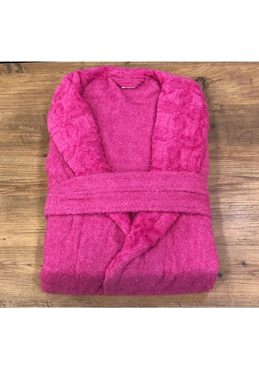 Royam Redline %100 Pamuklu Kısmi Kadife Tekli Bornoz Fuşya