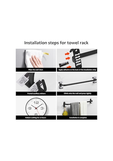 Teltree Banyo Duvar Rakımı - 40cm Çift Çubuklu, Su Geçirmez Uzay Alyuminyum, 10kg Yük Taşıma, Delme Yok Kurulum, Taze/ Mutfak/ Balkon Uygun Siyah