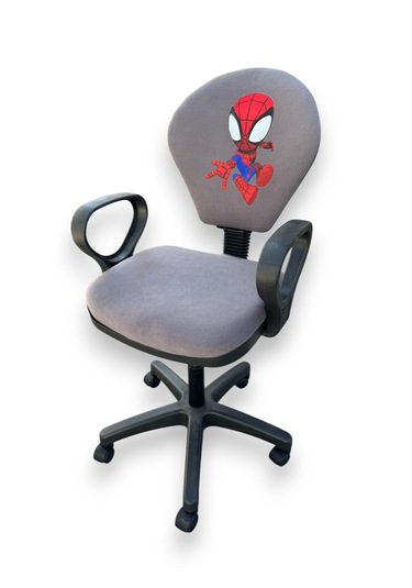 Örümcek Adam Desenli Çocuk Odası Ders Çalışma Sandalyesi Ofis Koltuğu Tekerlekli Çocuk Sandalyesi Gri - Kırmızı