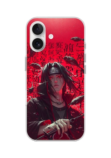Apple Uyumlu iPhone 16 Şeffaf Kılıf Naruto Itachi Tasarımlı