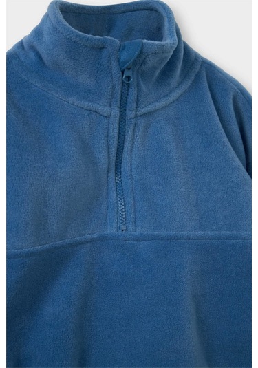 Defacto Erkek Bebek 2li Takım Polar Yarım Fermuarlı Sweatshirt Eşofman Altı G4394a525wnbe215 Mavi-be215