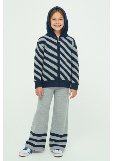 Kız Çocuk Triko 2'li Alt-üst Takım Hırka Ve Alt 10-15 Yaş 12431 Lacivert