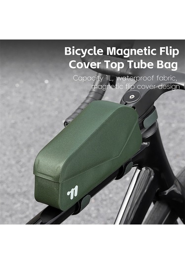 Jeemson Manyetik Kapaklı Su Geçirmez Bisiklet Çantası - 1l Kapasiteli, 600d Tpu, Rüzgar Direncini Azaltan Tasarım, Kolay Kurulum Yeşil
