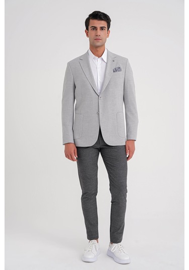 C 698 Ceket Regular Fit Gri-1 Casual Gri