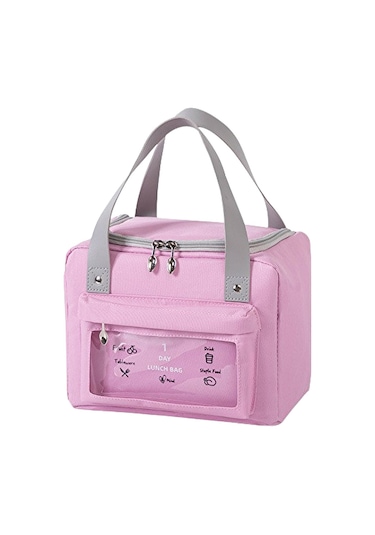 Şık Ve Dayanıklı Isı Yalıtımlı Yemek Çantası, Okul Ve Ofis Kullanımı İçin Pratik Beslenme Çantası Pembe