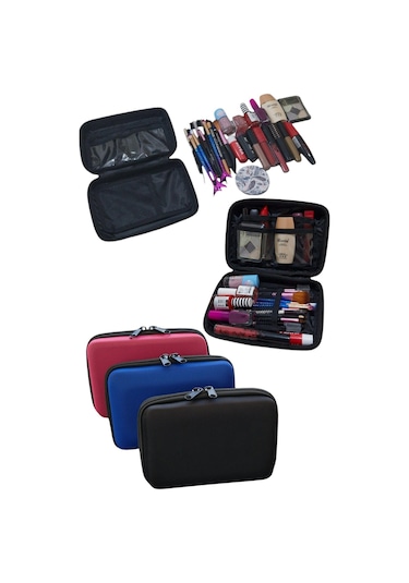 Makyaj Çantası Sert Kapaklı Kozmetik Seyahat Organizeri Siyah