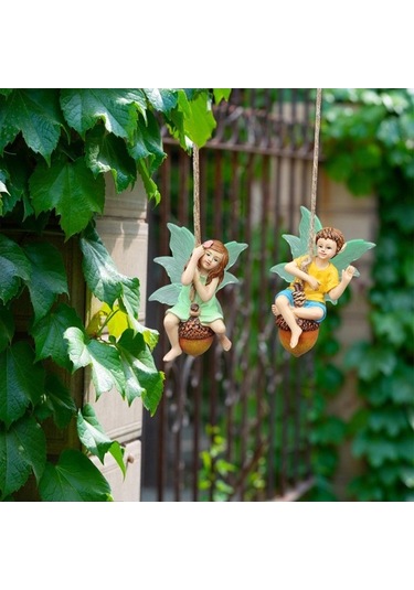 Pazly Reçine Peri Figürü Kız Homyl Dekor Çocuk Bahçe Asılı 2 Li