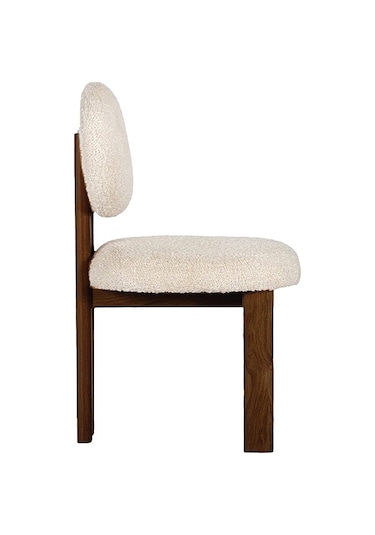 Coco İskandinav Teddy Natural Ahşap Bohem Sandalye Ceviz - Beyaz