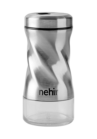 Nehir Burgulu Standlı 2 Parça Paslanmaz Çelik Baharatlık Seti ŞEffaf