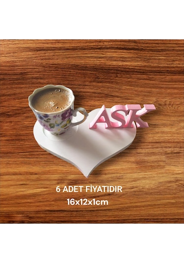 Ahşap Boyalı-vernikli Kahve Sunumluklar 6 Adet