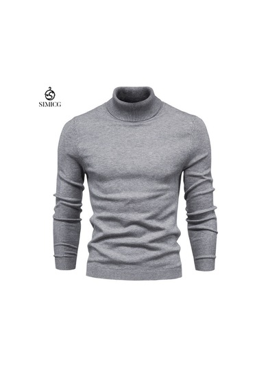 Erkekler İçin Düz Renk Sonbahar Ve Kış Günlük Kazaklar Gri