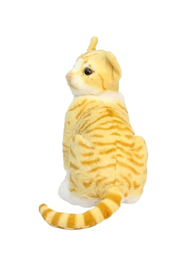 Miyavlayan Sesli Sarı Tekir Kedi Peluş Oyuncak 25 cm