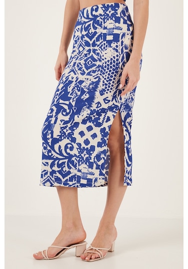 Lela Slim Fit Ip Askılı Yırtmaçlı Midi Alt-Üst Bayan Takım 5865726 Saks