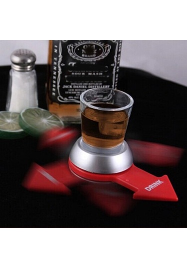 Lemestar Parti Eğlence Spin Çarkı İle 40ml Şişe - Alkollü Oyunlar, Bar Ve Davetler İçin Abs + Cam Malzeme Gri - Kırmızı
