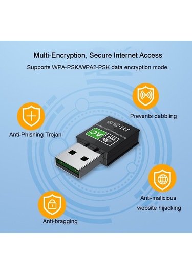 Sones Jınghua 150m Çift Bantlı Kablosuz Ağ Kartı Bilgisayar Harici 2.4g/5g Usb Wifi Alıcı Verici