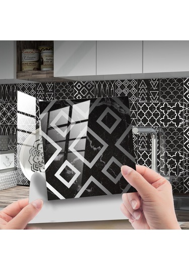 Sones 20 Adet 20cm Pvc Kristal Kaplı Film Geometrik Desen Fayans Duvar Stickerı Ts251 Diğer
