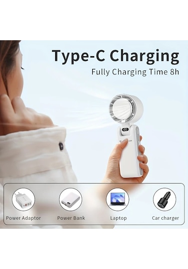 Xuweiwei 2025 Yeni Kahverengi Şarj Edilebilir El Tipi Dijital Ekranlı Turbin Fan Güçlü Taşınabilir Type C 12 Saat Pil Ömrü