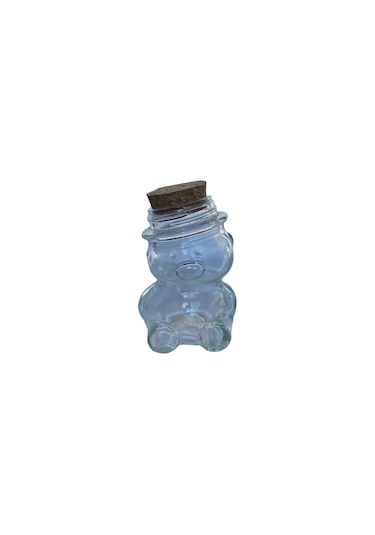 Ayı Cam Şişe - Mantar Tıpalı Ayı Şeklinde Cam Şişe - 75 Ml 5 Adet