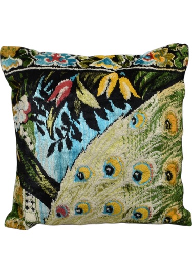 Zehra Abla Halı Yeni Kadife Dokuma Dekoratif Kilim Kırlent Yastık Kılıfı 6013