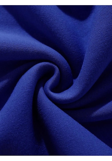 Unisex Oversize Bisiklet Yaka Basic Düz Sweatshirt - Saks Mavisi