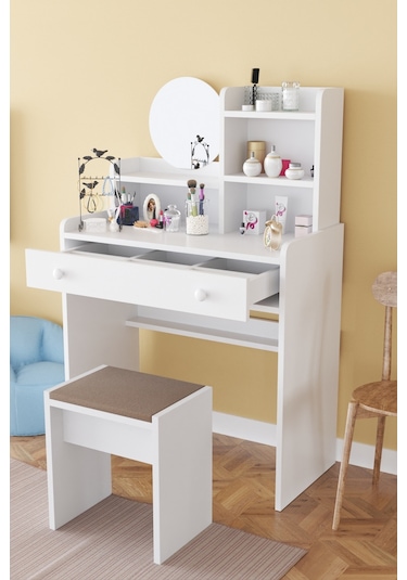 Evdemo Kumru Tabureli Makyaj Masası