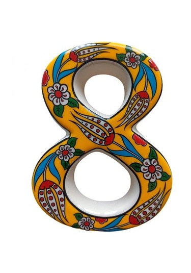 Seramik Kapı Adres Numaraları (0-9) Sarı Lale Desen