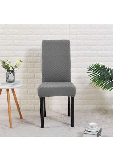 Gri Yemek Odası Için Jakarlı Sandalye Kapak Spandex Streç Sandalye Ziyafet Parti Otel Için Koltuk Kılıfı Kapakları
