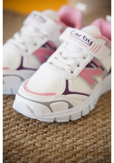 D0130 Cırtlı Çocuk Unisex Sneaker Spor Ayakkabı Pembe