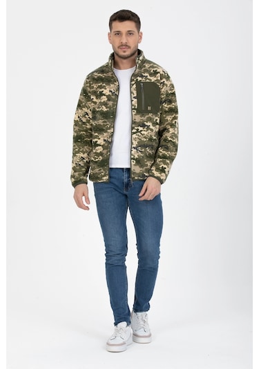 Zincir Cepli Kamuflaj Polar Khaki Koyu Haki