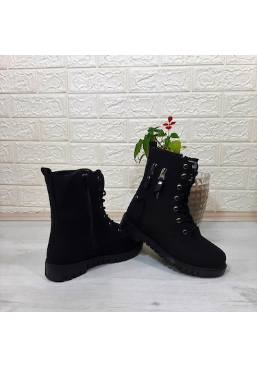 Fiyra Ign11 Siyah Zümrüt Fermuar Süslü Kız Çocuk Bot Siyah