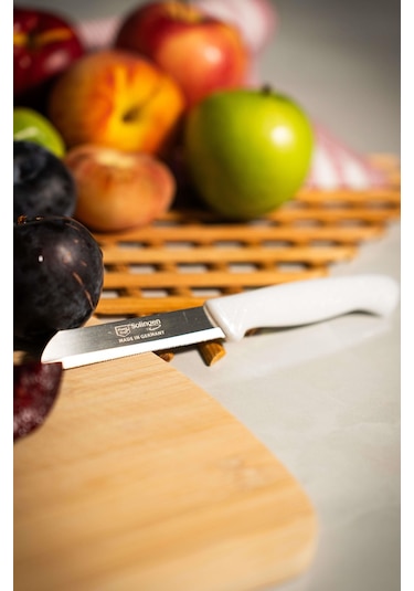 Solingen Simli Deliksiz Meyve Bıçağı Beyaz Saplı, 18,5 Cm, Paslanmaz Alman Çeliği Tekli -225 Beyaz