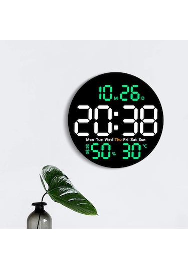 Homyl Led Duvar Saati, Dijital Saat, Çocuklar Yetişkinler Yeşil