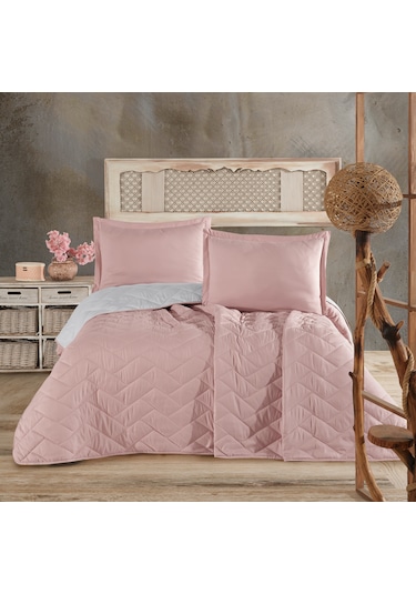 Microfiber Çift Kişilik Yatak Örtüsü Seti Aragon Pudra