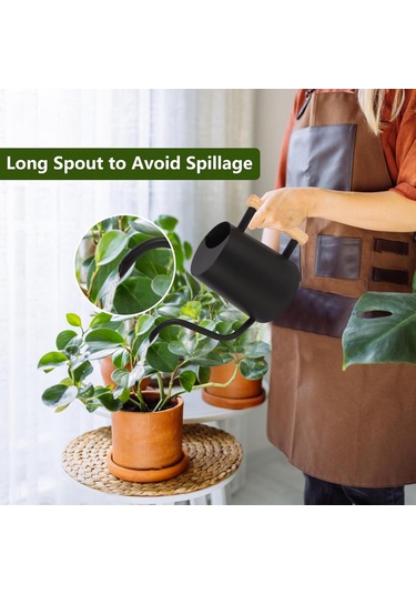 Tenfowee 35 Unça Siyah Paslanmaz Çelik Uzun Çıkıntılı İç Mekan Bitkileri Sulama Kavanozu