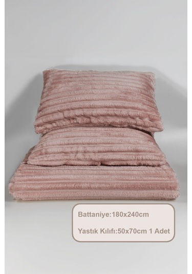 Elart Mateo Battaniye Seti Tek Kişilik Wellsoft 2 Parça 180x240 Cm Gülkurusu Gülkurusu