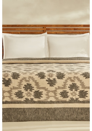 Karaca Home Damask Çift Kişilik Pamuklu Battaniye Antrasit