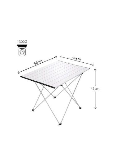 Yek Outdoor Portatif Alüminyum Katlanır Eko Kamp Masası Küçük 56x40x45cm Gri Gri