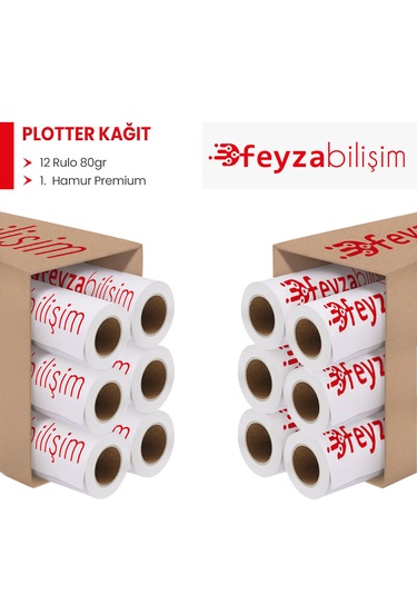 Feyza Bilişim® Premium Opak 80gr Plotter Kağıdı 45cm X 50mt-12
