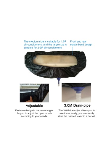 Evrensel Klima Yıkama Kapağı Duvara Monte Klima Koruyucu Toz Kapağı Temizlik Aracı Sıkıştırma Kayışı İle 3.0m Tahliye Boruları