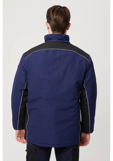 Kışlık Su Geçirmez İş Güvenliği Mont Allium Ripstop Parka Rüzgar Havalara Uygun Lacivert-siyah