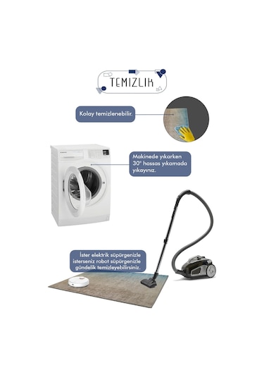 Decomia Home Dijital Kaymaz Yıkanabilir Mutfak Jüt Gör. Kıtchen Beyaz Çerçeveli Mutfak Halısı DC-5034 Beyaz