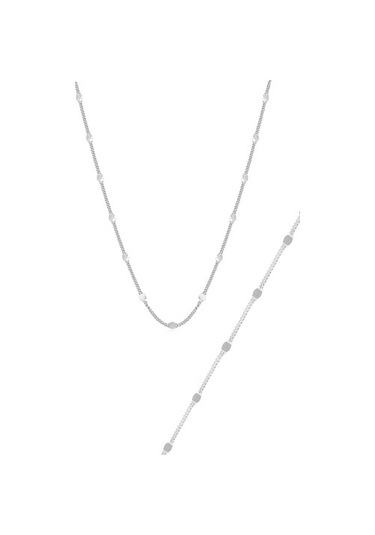 Gümüş Rodyumlu Pullu Gurmet Kolye Bileklik Seti