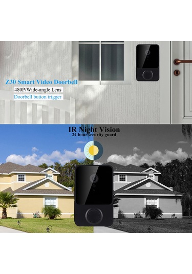 Yaozixa Akıllı Dış Kapı Zili Wifi - Kablosuz 480p Kamera, İki Yönlü Ses, Pır Hareket Algılama, Gece Görüşü, Beyaz