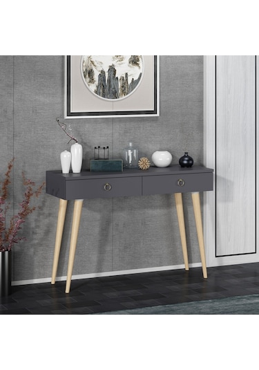 Dekorosso Arden Ahşap Ayaklı Modern Dekoratif Dresuar Antrasit