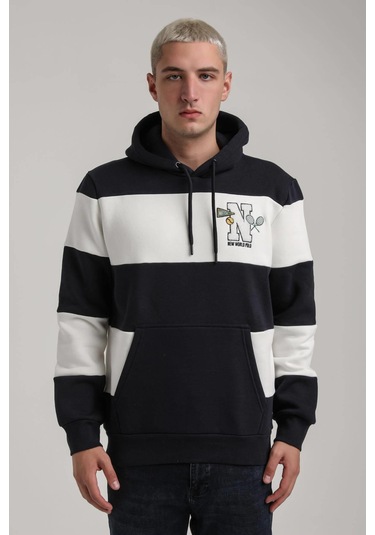 Kapüşonlu Lacivert Slim Fit Full-zip Sweatshirt 24fwm64077 Lacivert