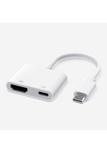 Ekılıf - Hdmı Adaptör Type-c To Type-c Pd100w + Hdmı 4k 30hz 2in1 Adaptör - Beyaz - T37797 Beyaz