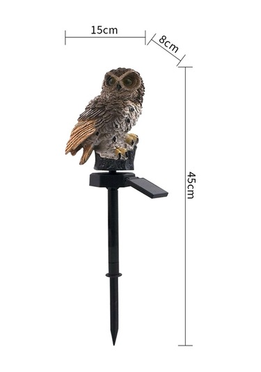 Suofeng Led Güneş Enerjili Sulara Dayanıklı Baykuş Heykeli, Bahçe Bahçe Teras Dekorasyon Işığı, Kahverengi