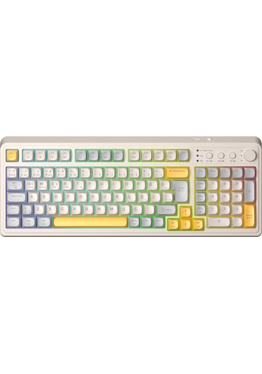 Aula S99 Retro Rgb Gaming 3 Modlu Bluetooth/2.4ghz/usb-c Kablosuz Makrolu Türkçe Q Klavye Sarı