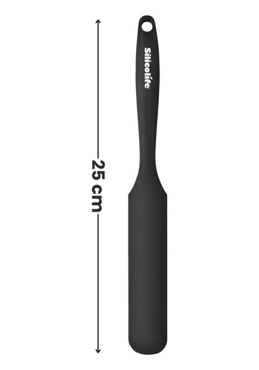 Silicolife Pasta Sıvama Spatulası, Silikon Çikolata Krema Reçel Sıyırma Sıvama Bıçağı Spatulası 25cm Siyah Siyah